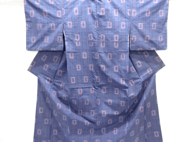 枡模様織り出し手織り紬着物